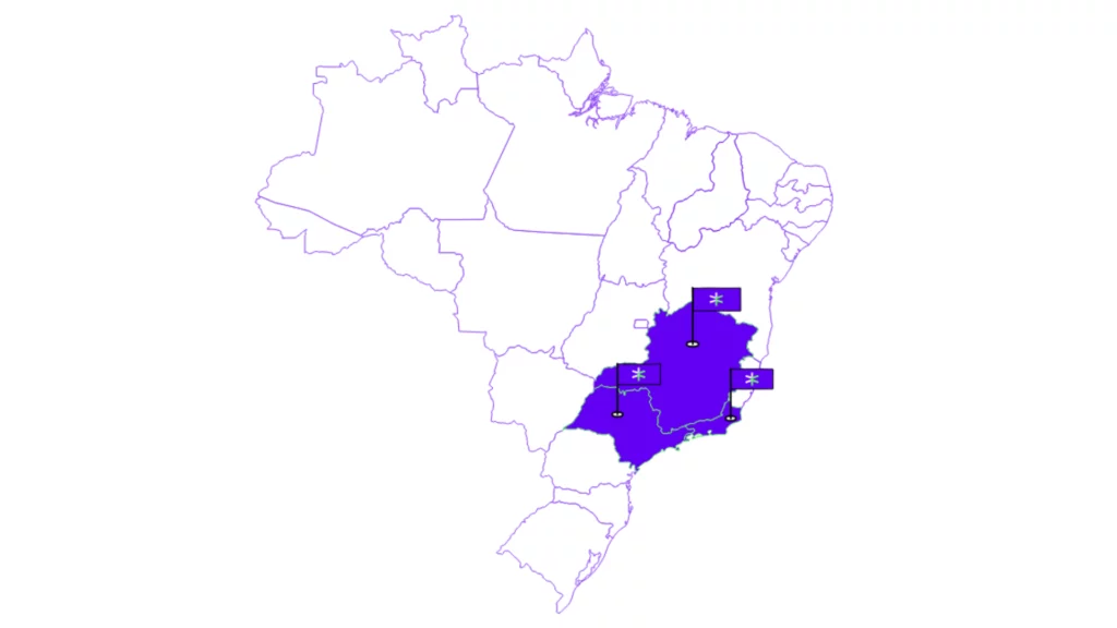 Mapa do Brasil com as distribuidoras de energia atendidas pela Flora